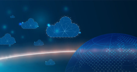Multiple cloud symbol vector illustration, 2D cloud, 3D cloud, multi-cloud work connected data.のイラスト素材
