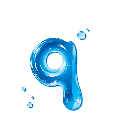 ABC series - Water Liquid Letter - Small Letter qのイラスト素材
