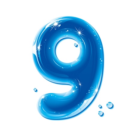 ABC series - Water Liquid Numbers - Number Nineのイラスト素材