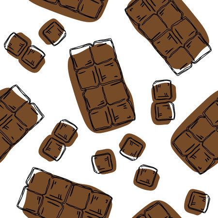 Chocolate bar seamless pattern. Background for chocolate and cocoa packaging - labels and background in trendy linear style. Chocolate bar pattern.の写真素材
