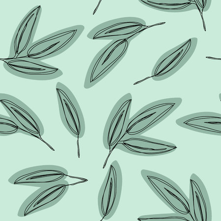 Seamless green leaf pattern. Eucalyptus leaves background.の写真素材