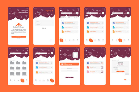 Instant Delivery Storage App UI Kit Templateのイラスト素材