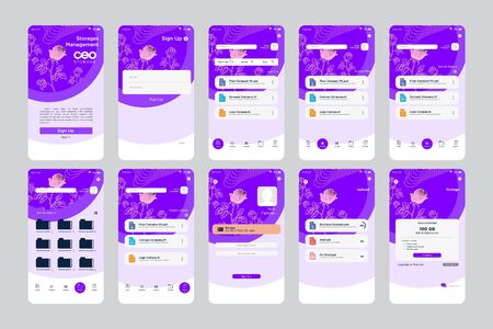 Artistic Purple VIP Storage App UI Kit Templateのイラスト素材