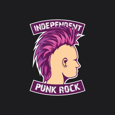 Hipster man with a haircut. Vector illustration on dark background.のイラスト素材