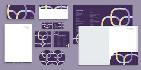 Dynamic Quad Shapes Rounded Gradient Purple Corporate Business Identity Stationeryのイラスト素材