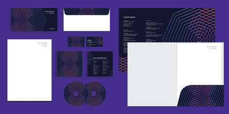 Dynamic Holographic Spider Web Line Gradient Purple Corporate Business Identity Stationeryのイラスト素材