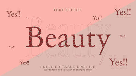 Beauty Elegant Lines Gradient Text Effect Font Typeのイラスト素材
