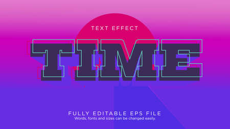 Sunset Time Retro Logo Text Effect Font Typeのイラスト素材
