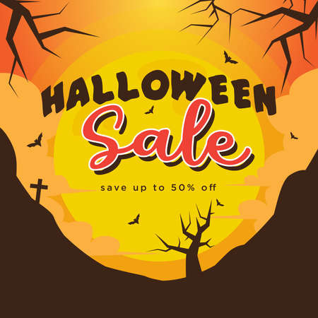 Halloween Sale Banner vector illustration background Simple Text Effectのイラスト素材