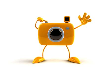 3D camera with hands and feetの写真素材