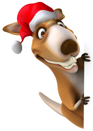 Cartoon kangaroo with santa hatの写真素材