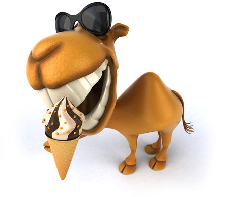 Cartoon camel eating ice creamの写真素材