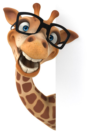 Cartoon giraffe with glasses smilingの写真素材