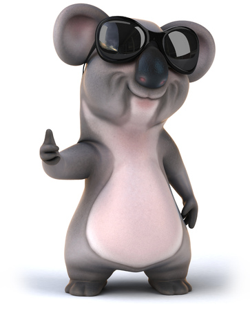 Cartoon koala with sunglasses showing thumbs upの写真素材