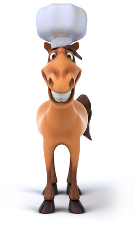 Cartoon horse with chef hatの写真素材