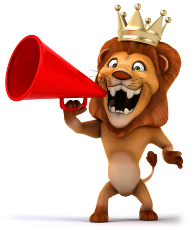 Cartoon lion king with a megaphoneの写真素材