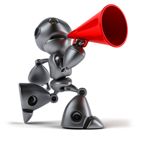 Cartoon robot with megaphoneの写真素材