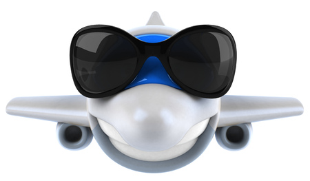 Cartoon airplane with sunglassesの写真素材