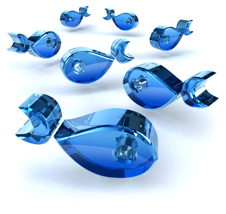 3D glass fishesの写真素材