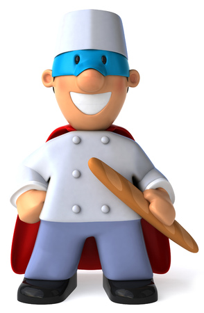 Cartoon baker with superhero disguiseの写真素材