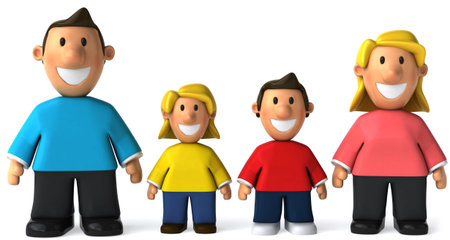 Cartoon happy family