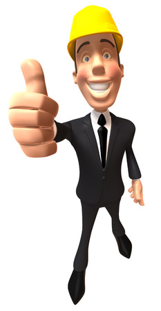 Cartoon engineer showing thumbs up gestureの写真素材