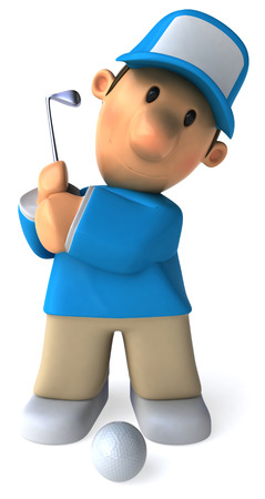 Cartoon man playing golfの写真素材