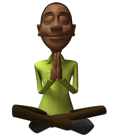 Cartoon casual man with meditation poseの写真素材