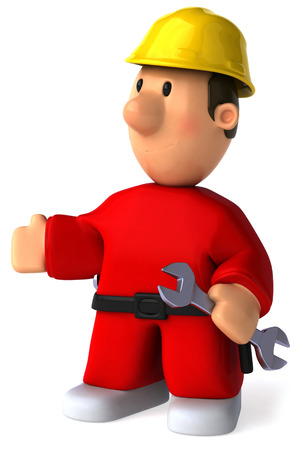 Cartoon worker technician with wrenchの写真素材