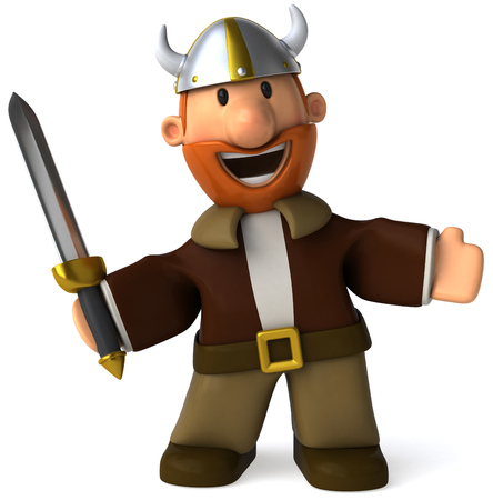 Cartoon viking man with a swordの写真素材