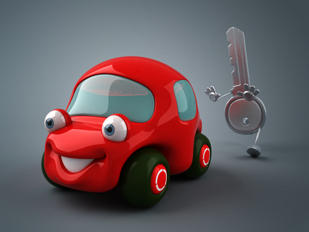 Key character chasing car characterの写真素材