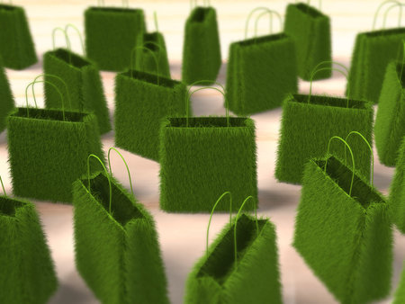Grass shopping bagsの写真素材