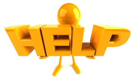 3D character holding the word helpの写真素材