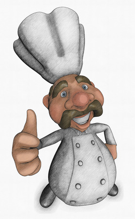 Chef character showing thumbs upの写真素材