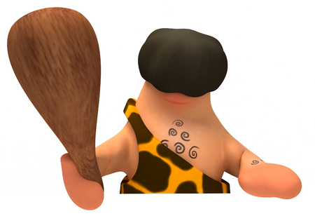 Caveman character holding clubの写真素材