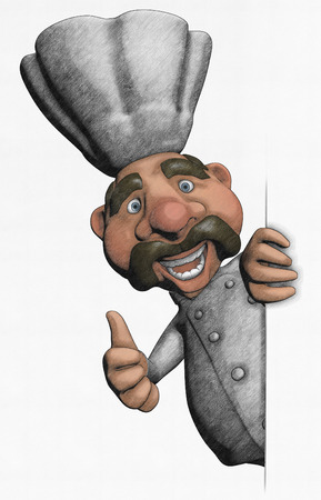 Chef character showing thumbs upの写真素材