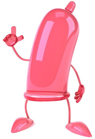 Condom character pointing upの写真素材
