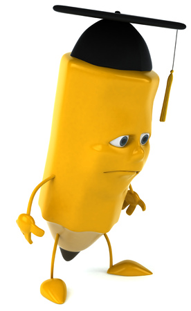 Pencil character with graduation hatの写真素材