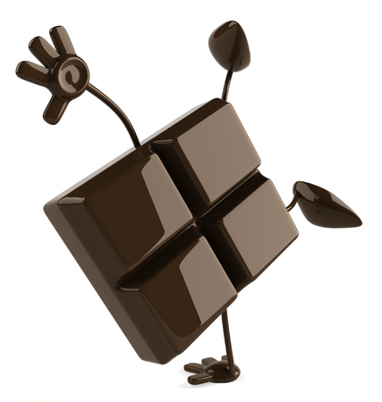 Cartoon chocolate bar doing handstandの写真素材