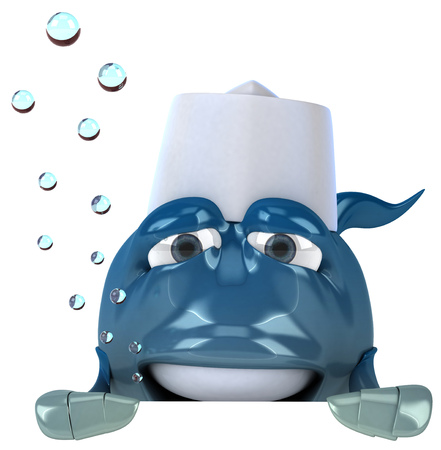 Cartoon fish with chef hatの写真素材