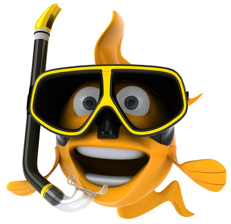 Cartoon fish with snorkel maskの写真素材
