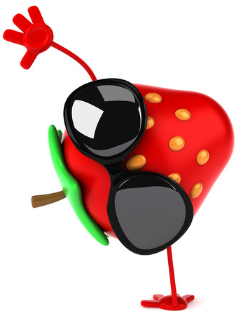 Cartoon strawberry with sunglasses doing handstandの写真素材
