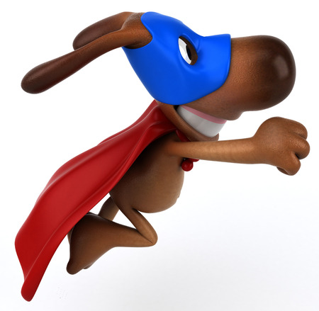 Cartoon dog in superhero costumeの写真素材