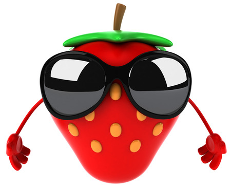 Cartoon strawberry with sunglassesの写真素材