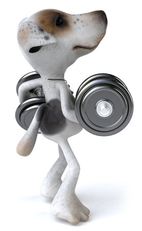 Cartoon dog lifting weightsの写真素材
