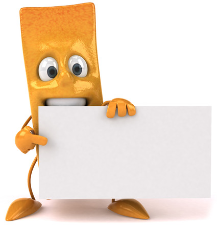 Cartoon fries holding placardの写真素材