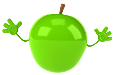 Cartoon apple with handsの写真素材