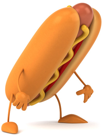 Hotdog character feeling upsetの写真素材
