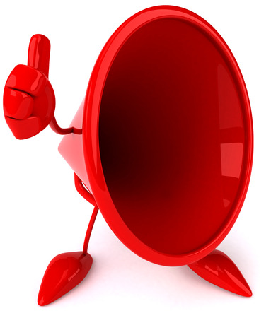 3D megaphone character showing thumbs up gestureの写真素材