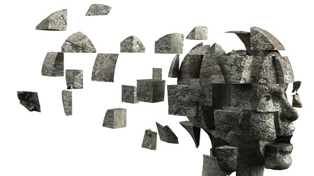 3D shattered stone headの写真素材
